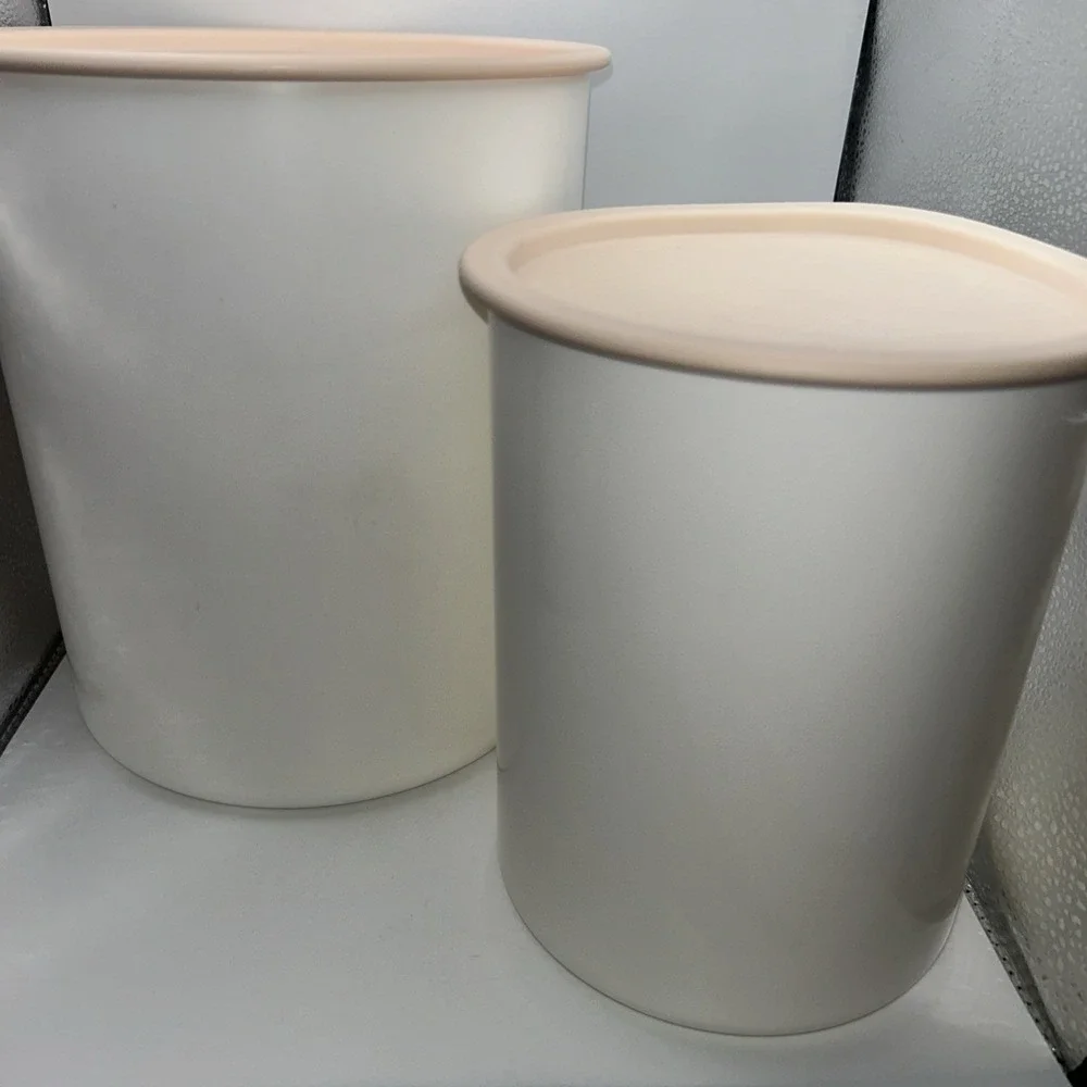 Tupperware One Touch Set of 2 Nesting Canisters w/ Lids (Made in‎ USA, HDPE #2)